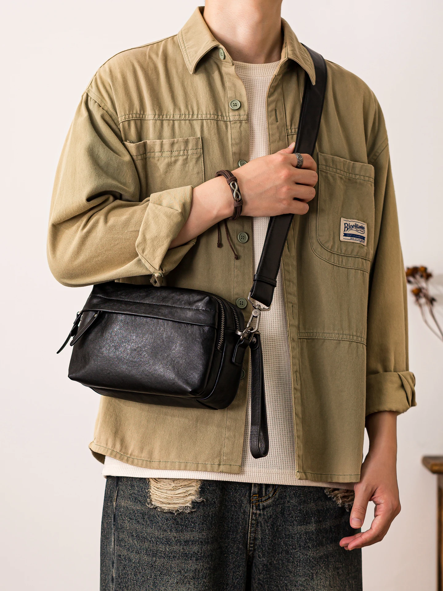 

Casual simple high-quality first layer cowhide men's shoulder bag outdoor sports travel luxury genuine leather crossbody bag