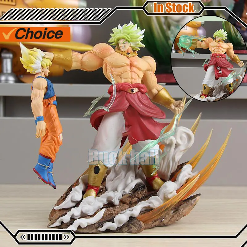 25cm dragon ball Figures Broli Vs Goku Anime Figures Super Saiyan Broly Goku Statue Fullpower Gk Pvc Action Figurine Model Toys