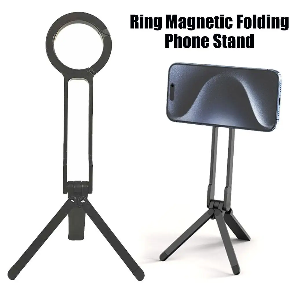 

Alloy Phone Tripod Carabiner-Mounted For iPhone Portable Dual-sided Magnetic Tripod Desk Mount Phone Handle Holder Vlog Video