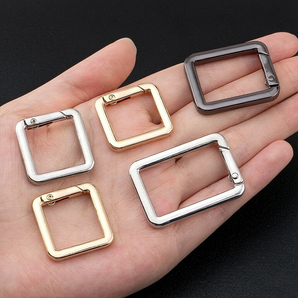 1/2 Square Spring O-Ring Unlockable Leather Bag Strap Buckle Connector Keychain Charm, Spring Clip for Keys