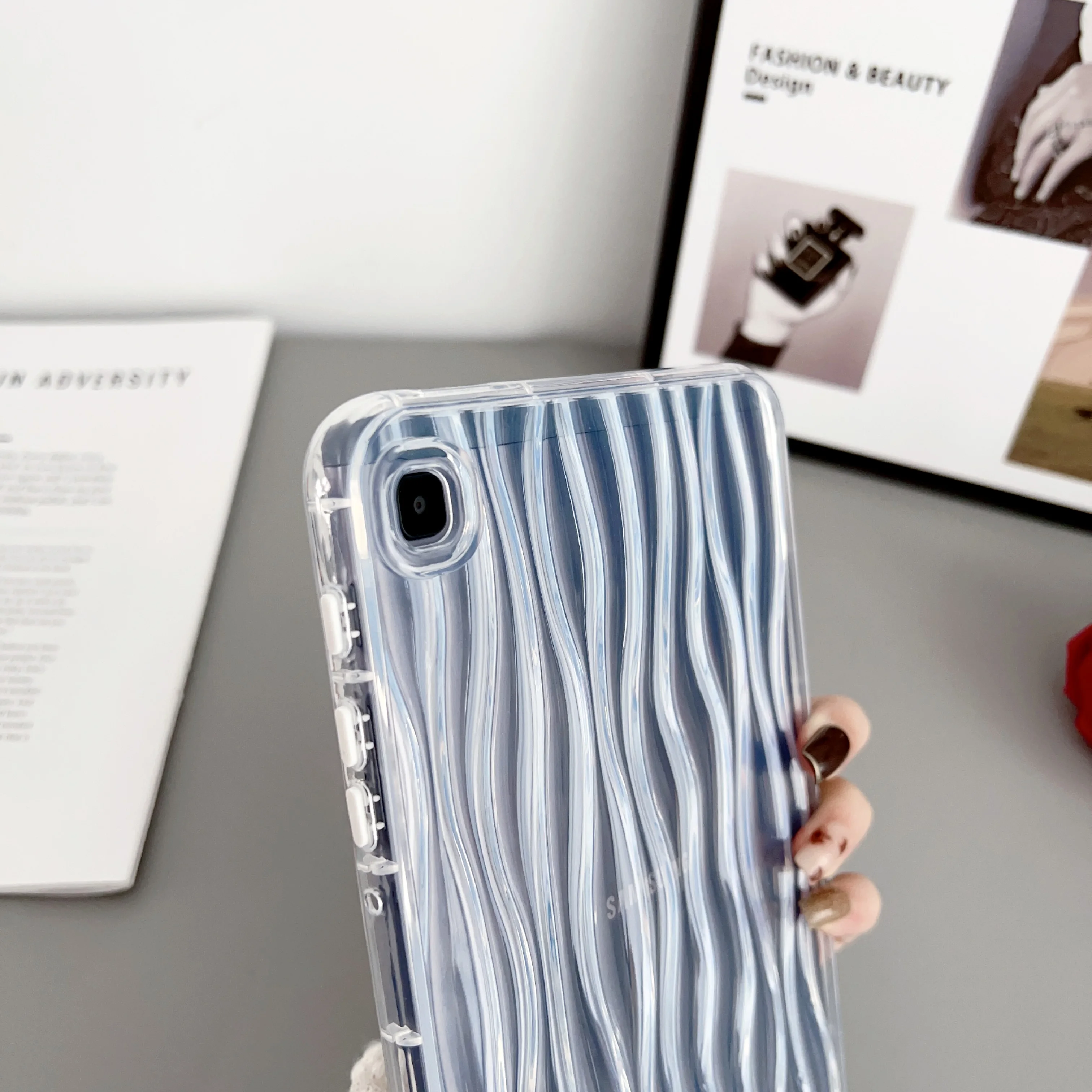 Para ipad 10 2022 10.9 7th 8th 9th 10.2 ar 3 pro11 mini 4/5/6/7 a16 11 polegadas 2025 tablet capa casos onda textura caso transparente