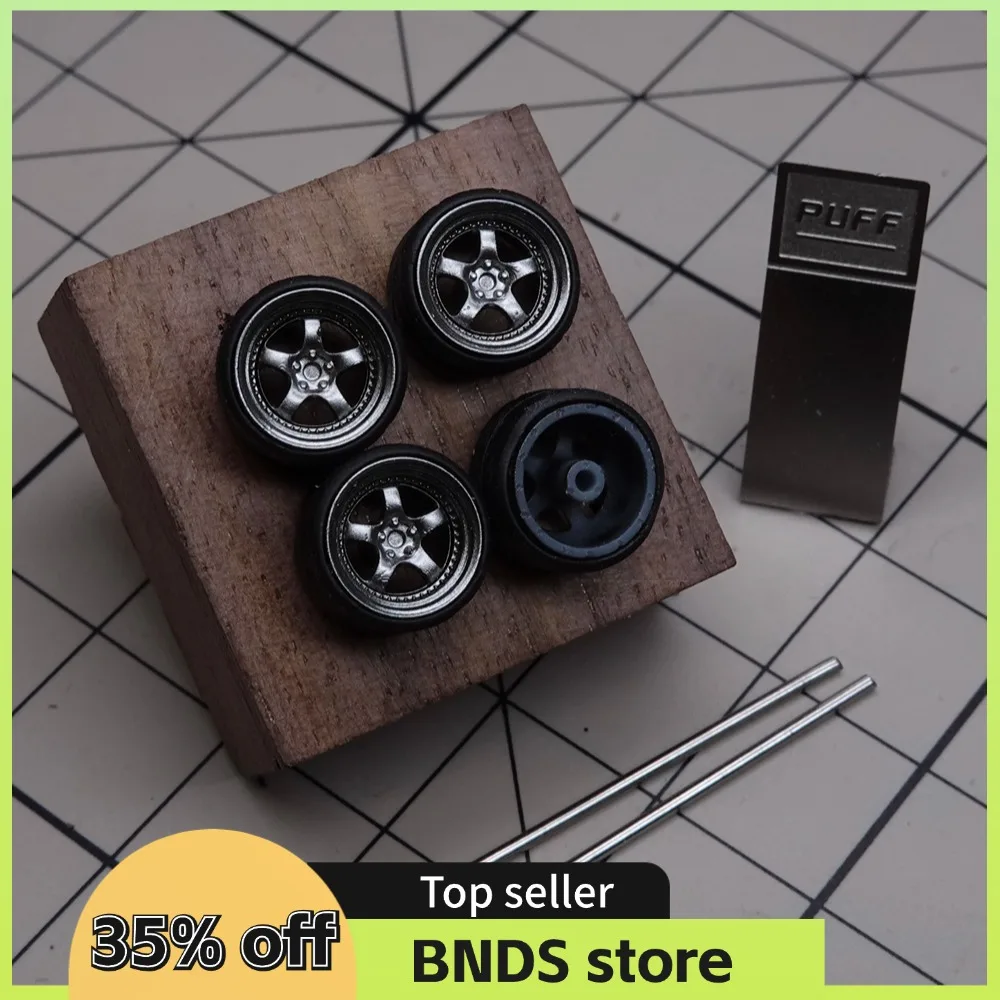 PUFF 1/64 Model Car Wheels with Rubber Tires Work-S1 Refitting Parts For Model Sports Vehicle Hot Wheels MINIGT Tomica D: 8.5mm