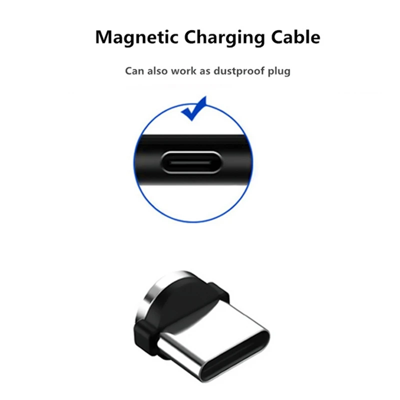 1PC Round Magnetic Cable Plug 8 Pin Type-C Plugs Fast Charging Phone Magnet Charger Plug