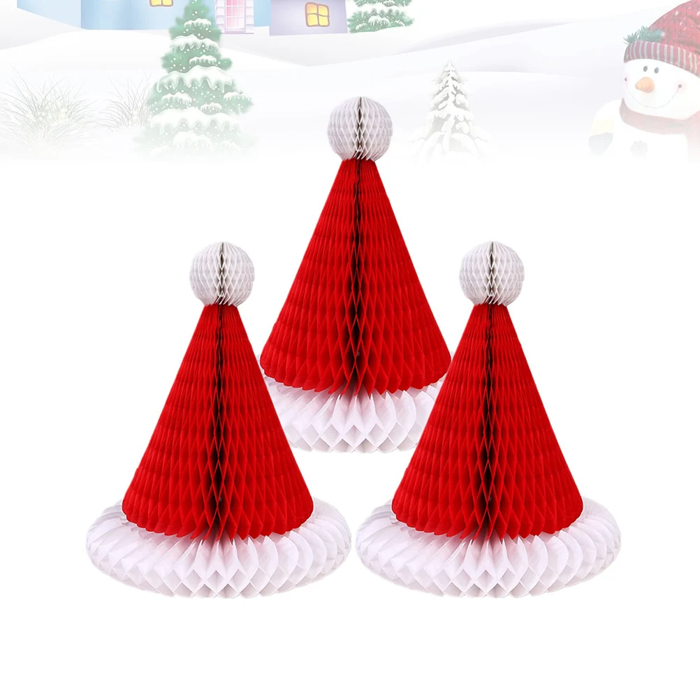 

3PCS Christmas Hat Ornament Hanging Decorations for Holiday Party Home Garden Festive Atmosphere Santa Claus Pendant