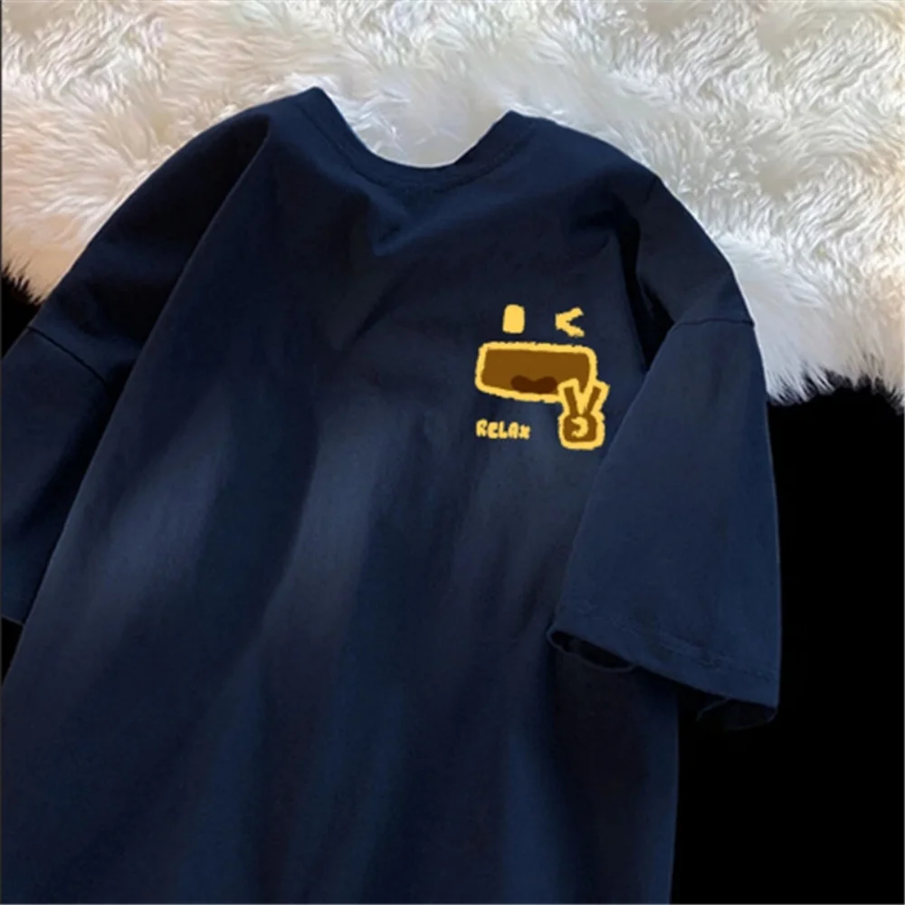 الصيف اليابانية الكرتون متعة مطبوعة تي شيرت فضفاض مريح تي شيرت لينة النسيج كلية نمط تي شيرتات قصيرة الاكمام #4