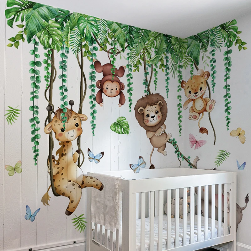 Duża naklejka ścienna Safari w – Baby Nursery Jungle Wallpaper recenzja i cena