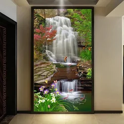 Foto papel de parede 3d estéreo clássico cachoeiras floresta natureza paisagem foto mural papéis de parede sala estar entrada decoração