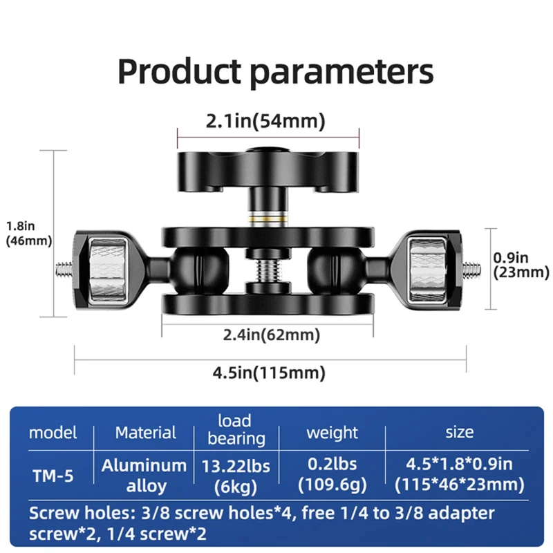 Magic Arm With Dual Ball Head For Tripod Phone Clip 1/4Inch Screw For LED Light LCD Monitor Microphone