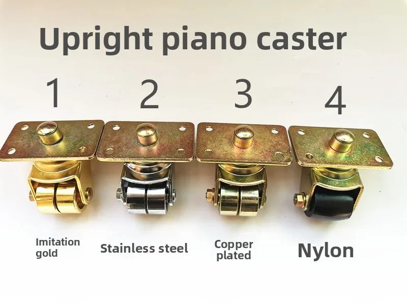 

Piano Accessories - Standing Piano Casters - Stainless Steel - Golden - Nylon Casters