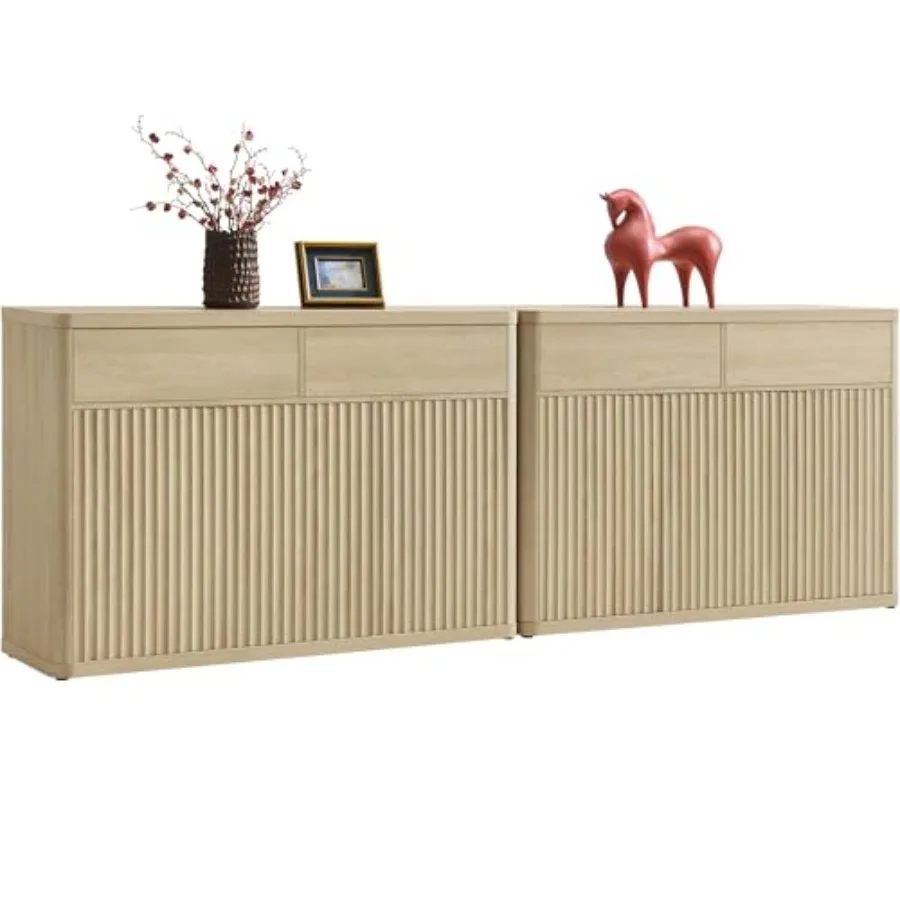 

Буфет-сервант с отсеками для хранения - Тумба-буфет с дверцами и полками, акцентный буфет-стол с 4 выдвижными ящиками для гостиной