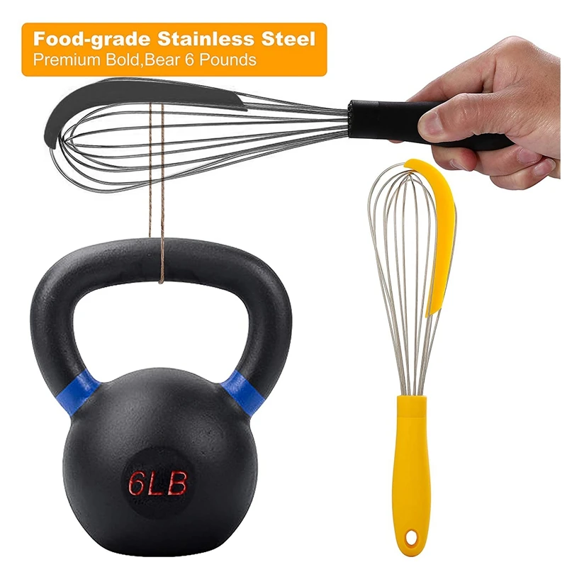 304 Stainless Steel Balloon Whisk With Silicone Scraper - Elegant Handle & Thick Wire Balloon Whisk For Mixing