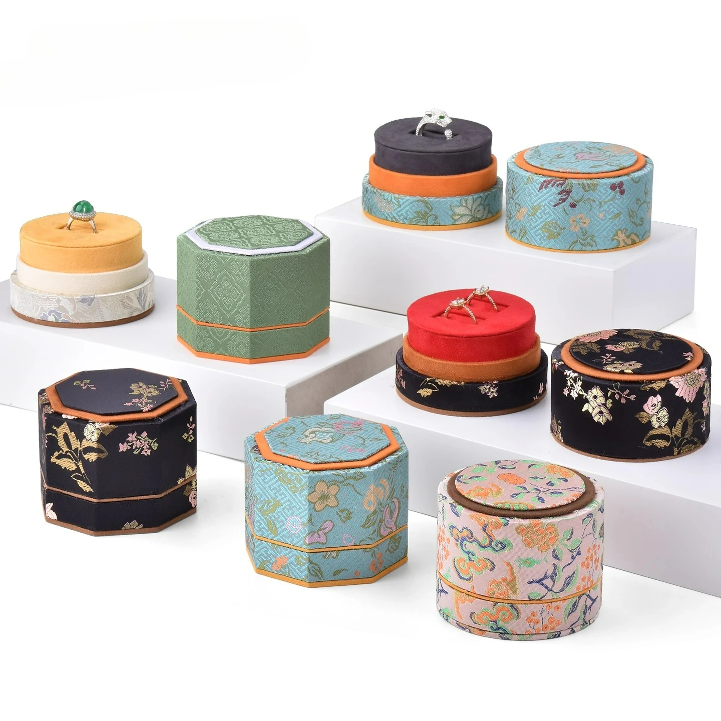 

Vintage Jewelry Box Wedding Ring Gift Box Velvet Jewelry Storage Elegant Display Velvet Box