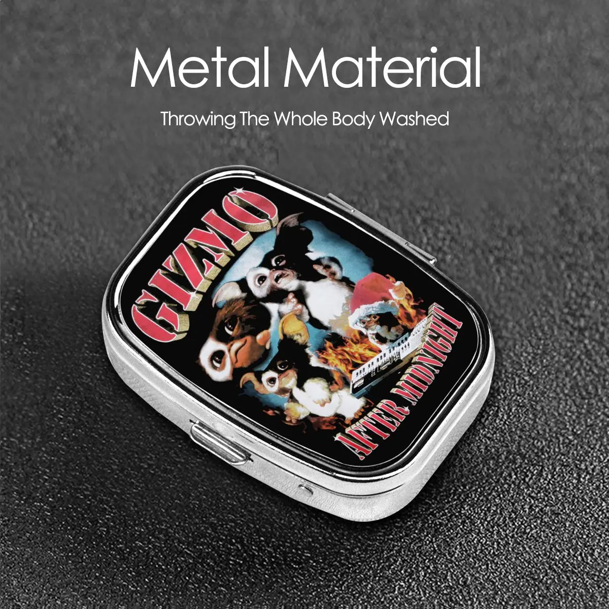 G-Gremlinses صندوق حبوب معدني المدمجة Gizmo 80s فيلم Mogwai الوحش الرعب ريترو الخيال العلمي 2-مقصورة مربع علبة حبوب منع الحمل الحاويات #5