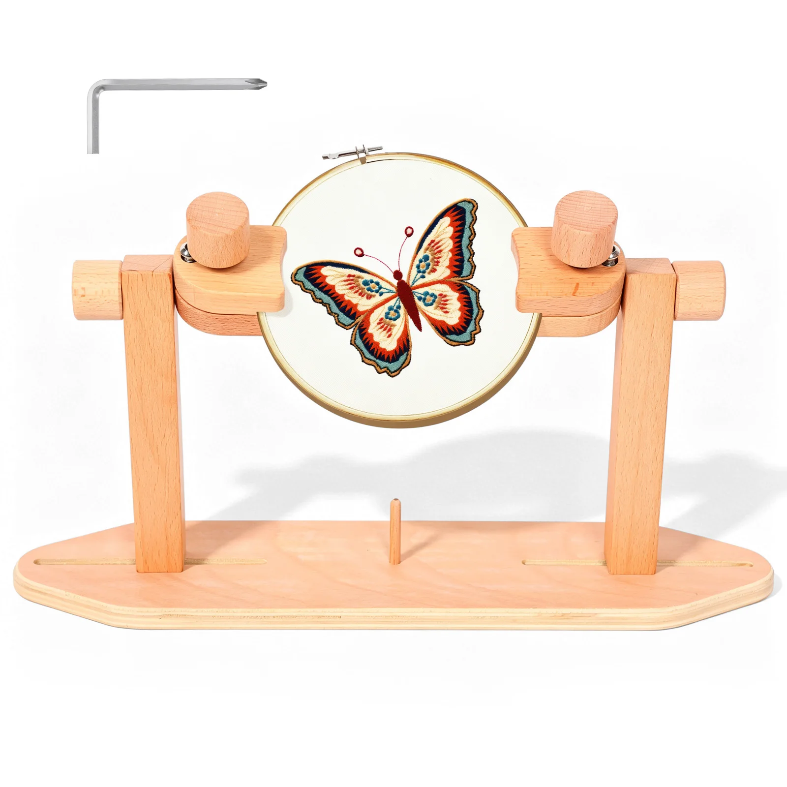 Wooden Embroidery Hoop Stand Adjustable Embroidery Hoop Holder Hands Free Cross Stitch Stand Embroidery Sewing Needlework Tool