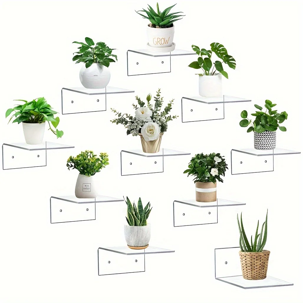 8pcs Acrylic storage rack L-shaped wall mounted kitchen bathroom wall storage rack transparent partition layer