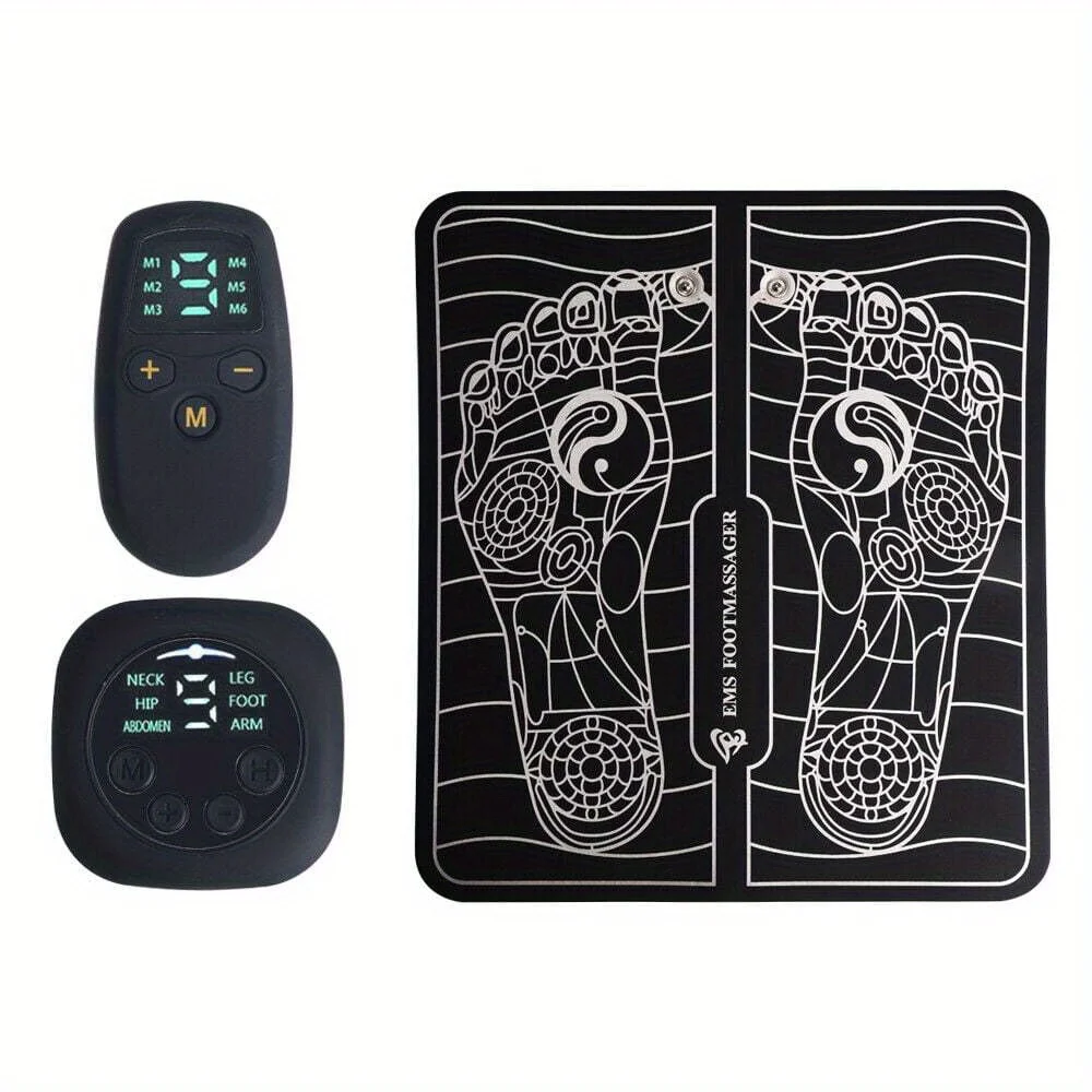 Compact Design 9 Levels of Intensity USB Rechargeable EMS Electric Foot Massager Pad Relieve Fatigue