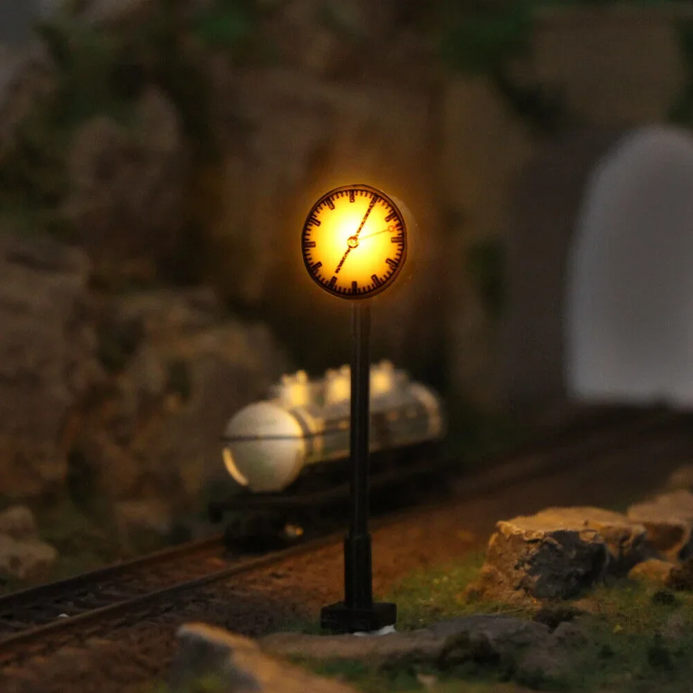 3 pçs plataforma relógio lâmpada modelo ferroviário luz layout modelo ferroviário escala ho 1:87 luzes iluminadas plataforma escala ho relógio lâmpada