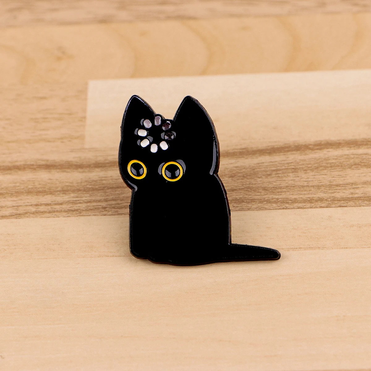 Niedliche schwarze Katze Emaille-Anstecknadel, digitales Download-Icon, Haustier-Broschen, Metall-Halsbandnadeln, Schmuckgeschenk für Freunde – Detail 1