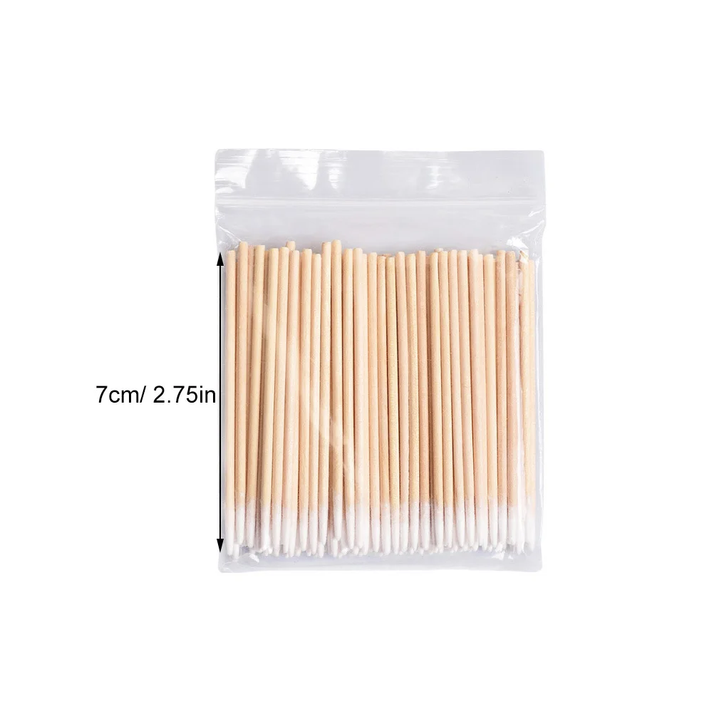 Tamponi di cotone usa e getta da 1000 pezzi Tampone di trucco in legno Detergente per ciglia Strumento cuspide per tatuaggi Tamponi di cotone