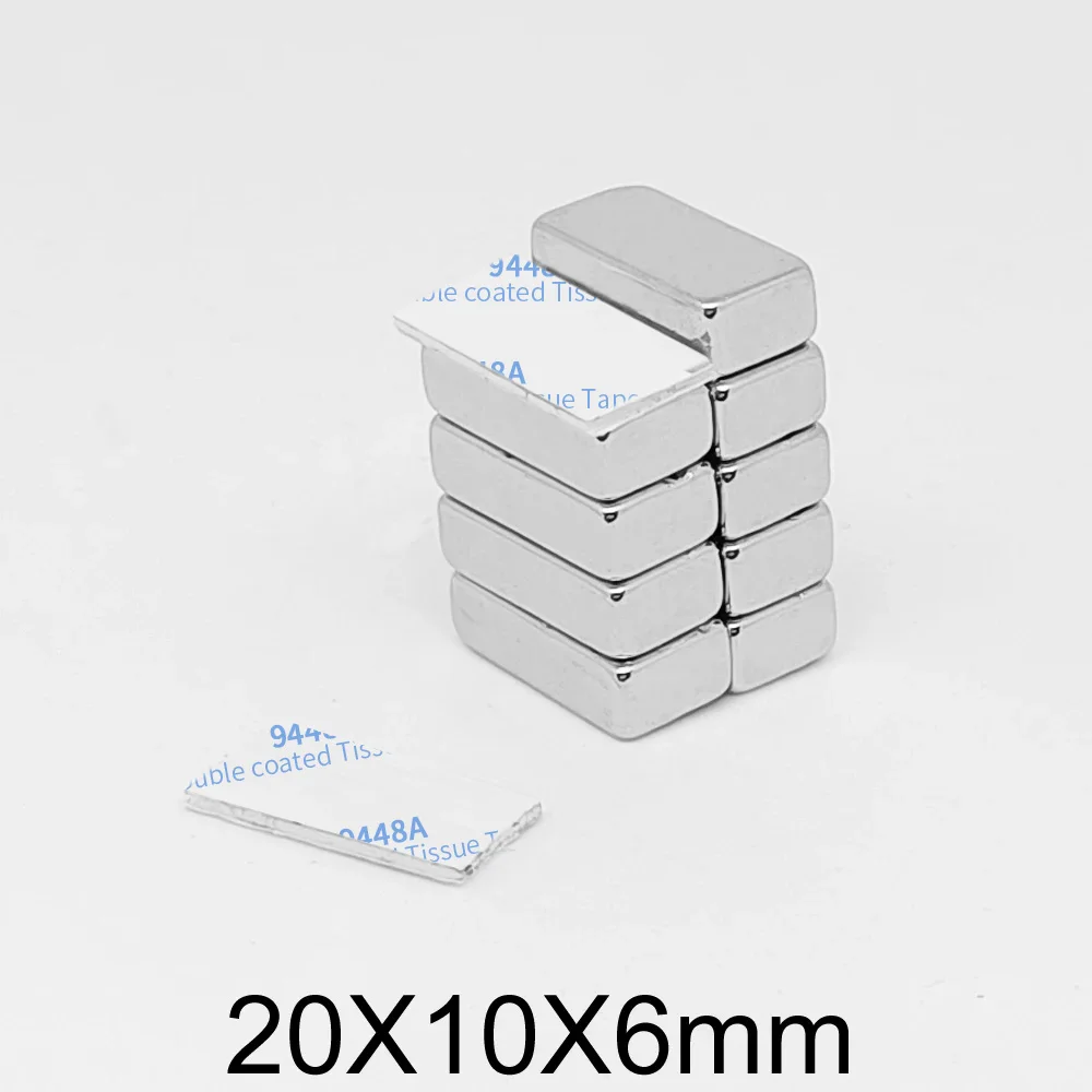 2/5/10/15/20/30PCS 20x10x6 Quadrate Rare Earth Neodymium Magnet With 3M Self - Adhesive 20x10x6mm Strong Powerful Magnet 20*10*6