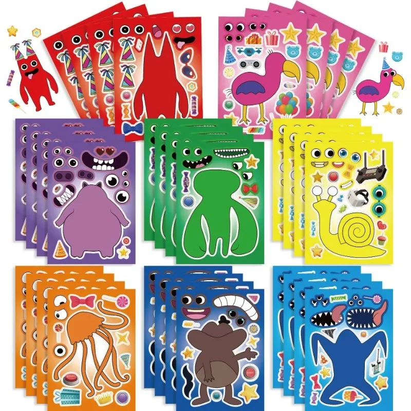 

16pcs Garten of Banban Children DIY Puzzle Sticker Funny Games Make-a-Face Assemble Jigsaw Sticker DIY Book Kids Girls Toys Gift