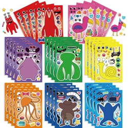 16pcs Garten of Banban Children DIY Puzzle Sticker Funny Games Make-a-Face Assemble Jigsaw Sticker DIY Book Kids Girls Toys Gift
