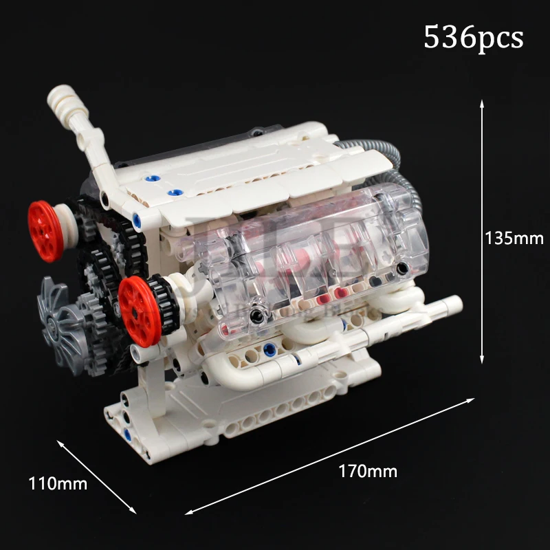 Moc Technology 기계 그룹 V16 엔진 속도 순차 기어박스 모델, DIY 빌딩 블록 브릭, 프로펠러 세트와 호환 가능