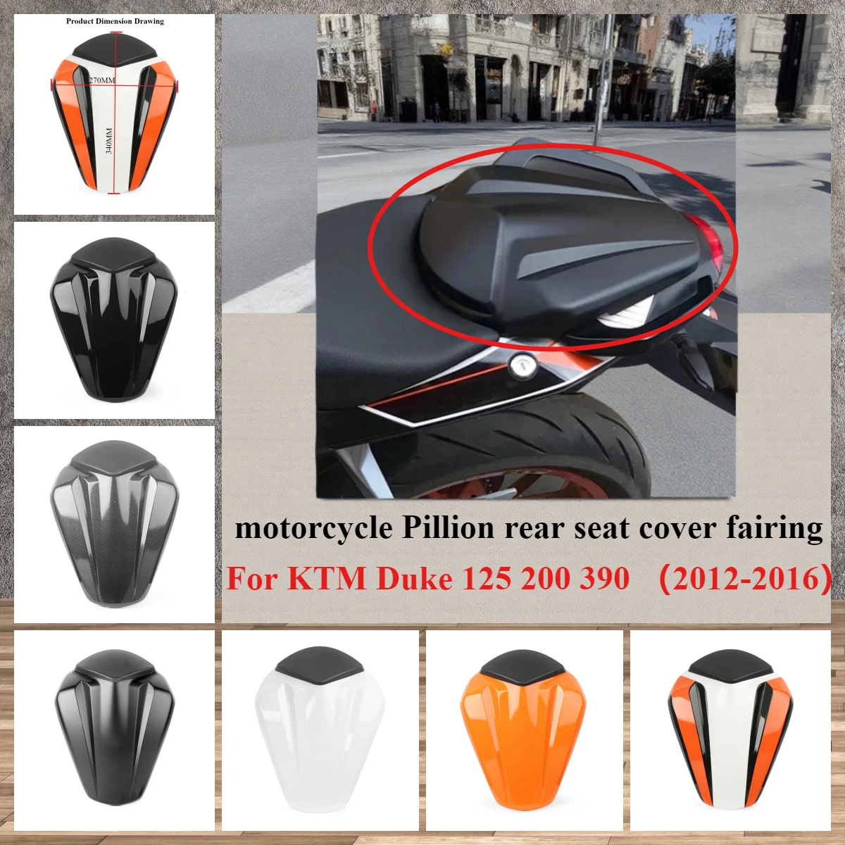 

motorcycle Pillion rear seat cover fairing For KTM Duke 125 200 390 KTM125 KTM200 KTM390 2012 2013 2014 2015 2016