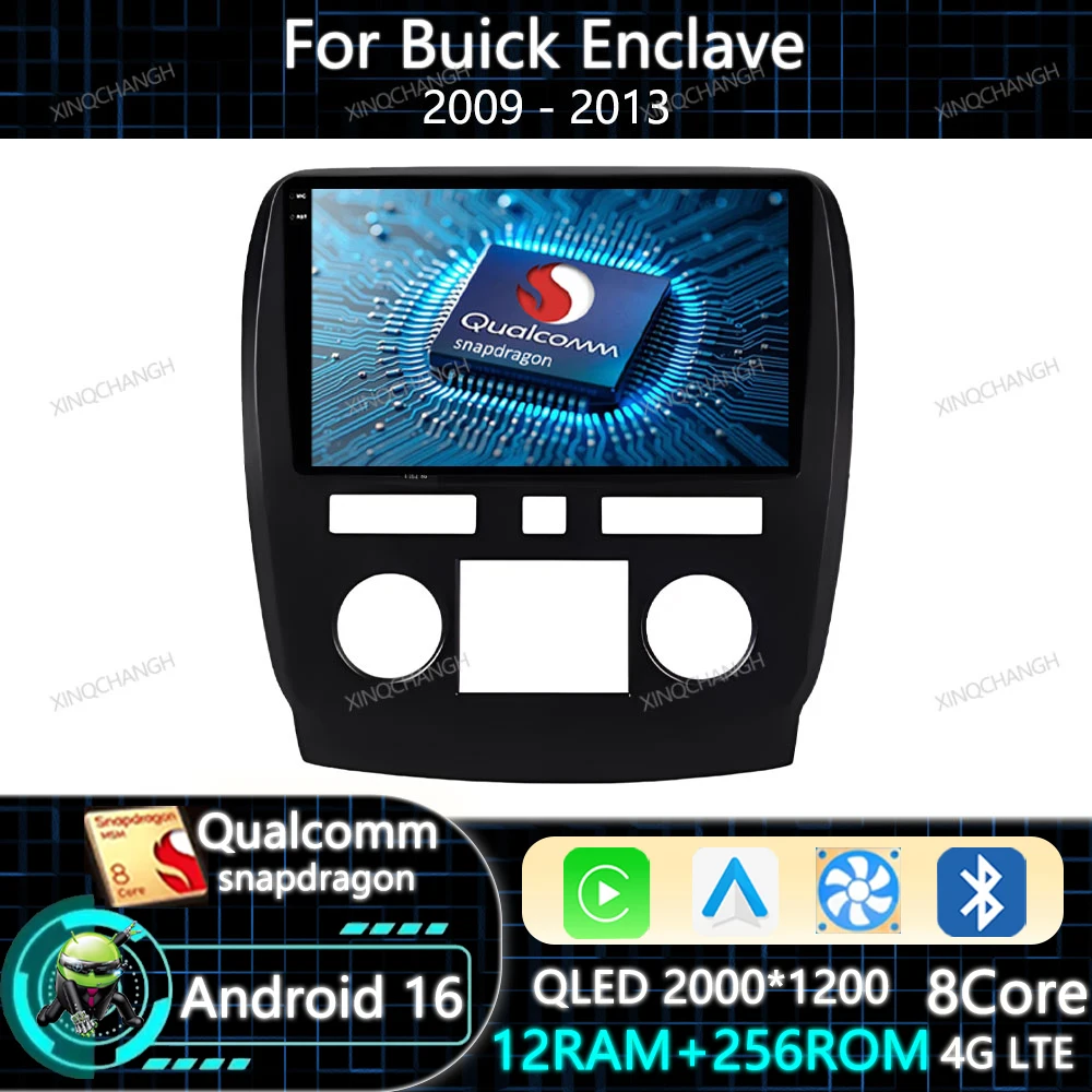 Android 16 Car Radio Carplay Auto For Buick Enclave 2009 2010 2011 2012 2013 Multimedia Video Player 2DIN 4G WIFI Head Unit BT