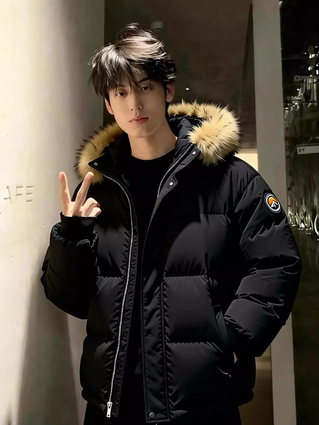 

Bla Detachable Fur Collar Men's Parka Thi Warm Winter Coat American Sle Hooded Cotton Jaet Youth Casual Long Sve