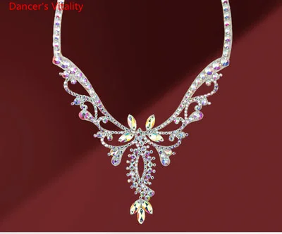 BELly Dance Accessories Women Necklace AB Stones Dancing Jewellery Latin Tango Dance Clothing adult bollywood jewellery