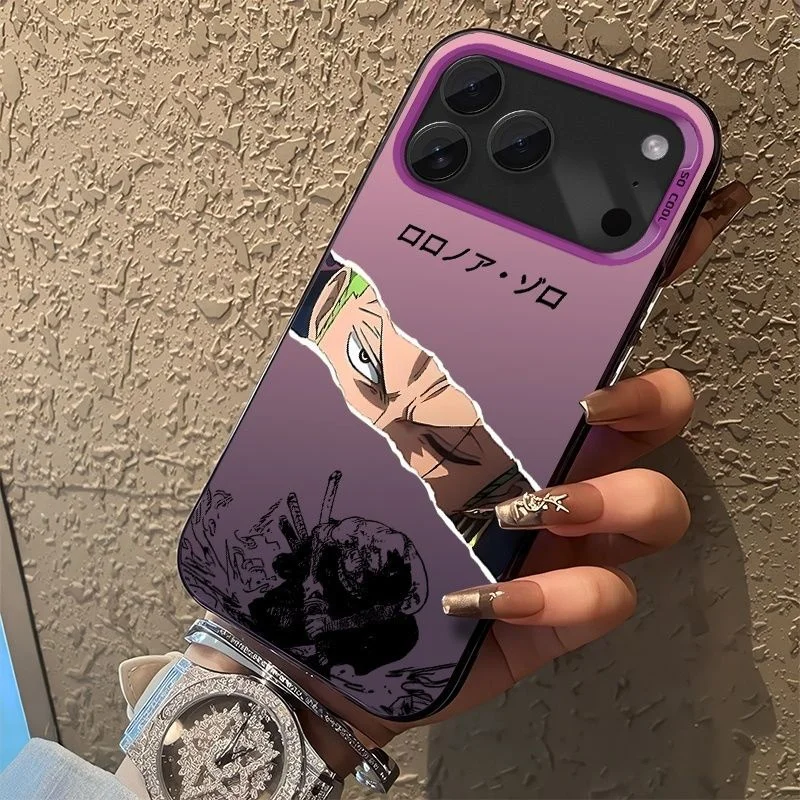 Japan Anime One Piece Zoro Phone Case for iPhone 11 12 13 14 15 16 17 Pro Max Plus Zoro Squint Three blade flow Shockproof Cover view 3