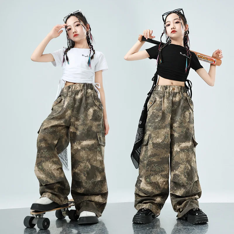 Ropa de actuación de baile de Jazz para niñas, conjunto de ropa de baile callejero para niños, espectáculo de caminar para niñas, Hip Hop, tendencia de Jazz