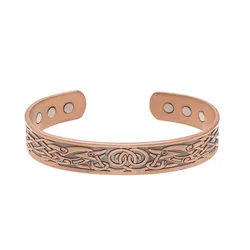 European and American Copper Vintage Simple Double Ring Pattern Magnet Energy Ring Bracelet Set