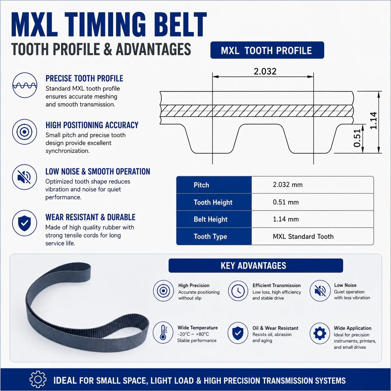 MXL Timing Belt Width 3mm to 10mm Type:B92MXL B100MXL B102MXL B105MXL B110MXL B112MXL B120MXL B130MXL B132MXL B133MXL Belt