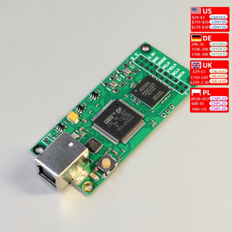 USB Digital Interface PCM1536 DSD1024 Amanero Italy XMOS To I2S For DAC Amplifier Board