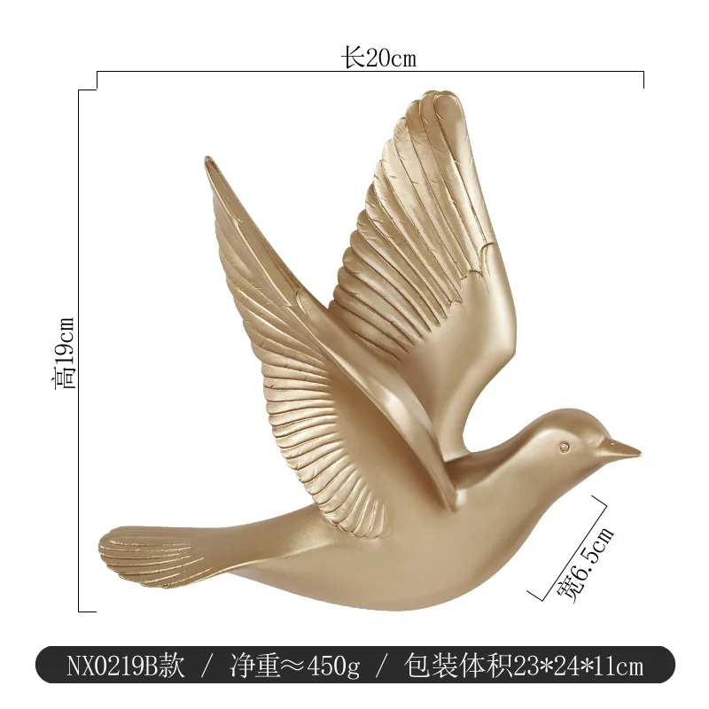 Simple 3D Three-dimensional Bird Wall Hanging Living Room Decoration Golden Animal Bird Wall Hanging Sofa TV Decor Accessories