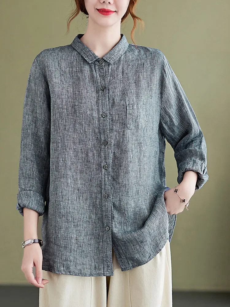 

Высококачественный японский хлопковый льняной женский полосатый винтажный льняной длинный слой све, верхний весенний сезонный воротник