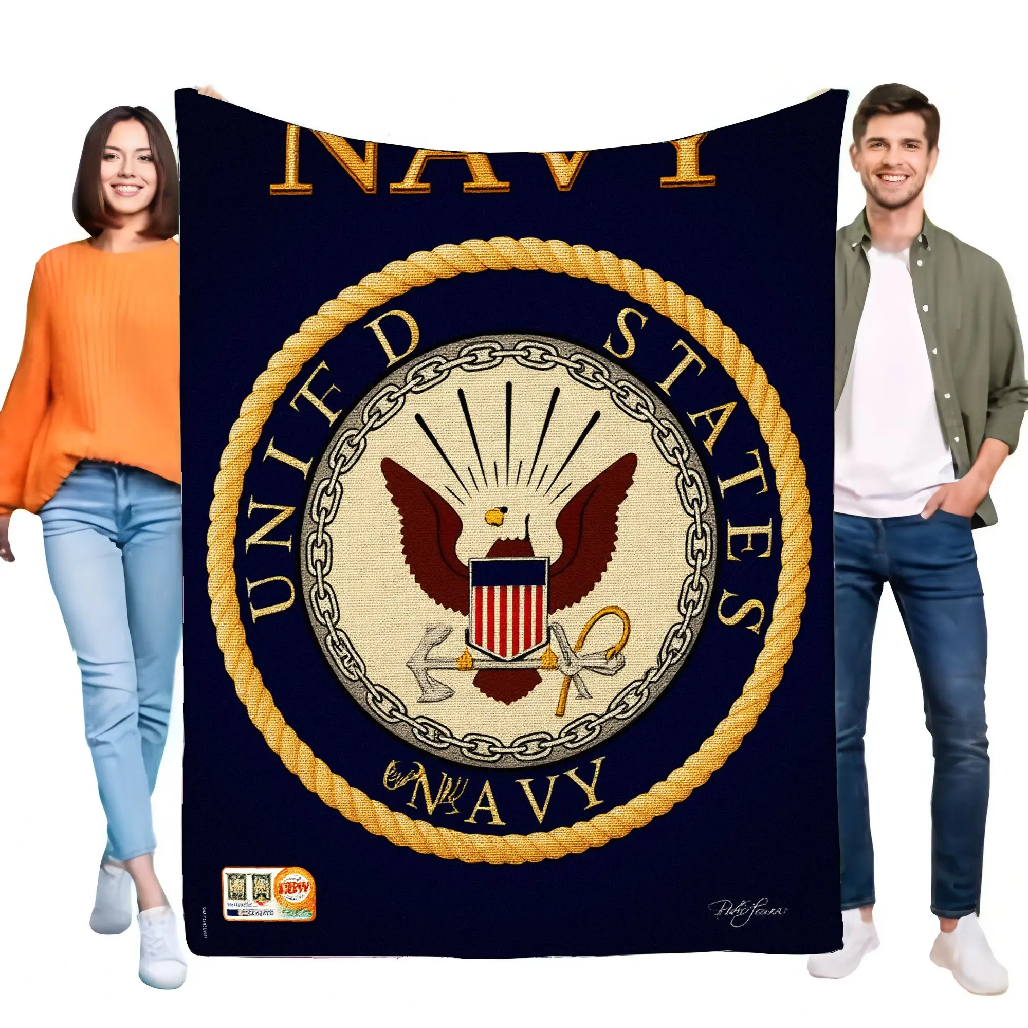 

Одеяло с эмблемой военно-морского флота США, большой темно-синий круглый дизайн с якорем орла, уютный мягкий плед, идеально подходящий для милитари