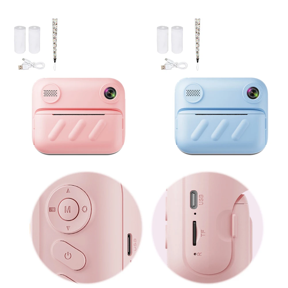 1080P камера с мгновенной печатью, 1300 мАч, цифровая видеокамера с зарядкой типа C, портативная цифровая камера для девочек и мальчиков, подарки на день рождения