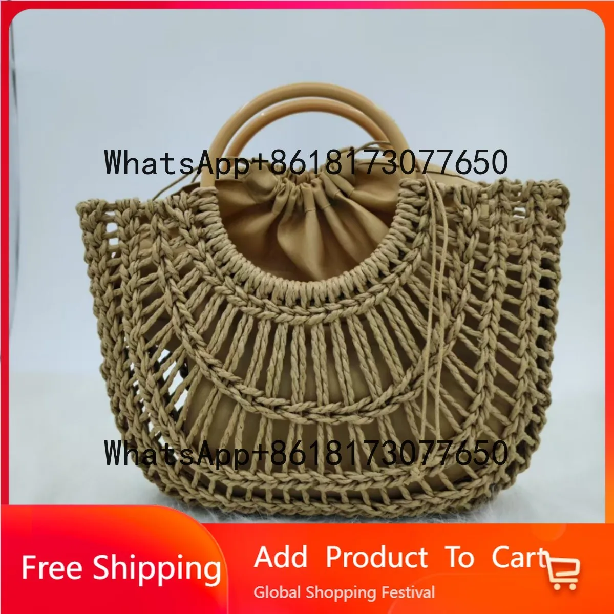 

2025Popular new handwoven dish Lanzi large capacity child and mother fashionable versatile portable holiday Shawei bag