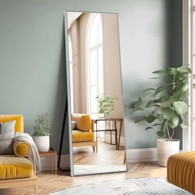 Full Length Mirror Floor Mirror with Standing Holder Bedroom/Locker Room Standing/Hanging Mirror Dressing Mirror, 65