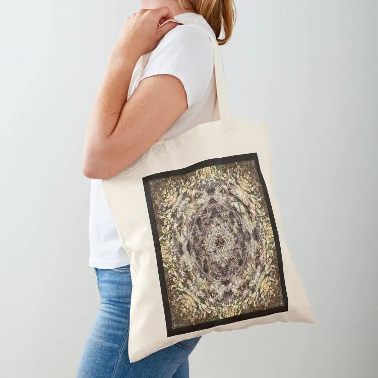 

Floral Sri Yantra Tote Bag Women's beach bags shopping cart bags tote bag screen tote bag woman