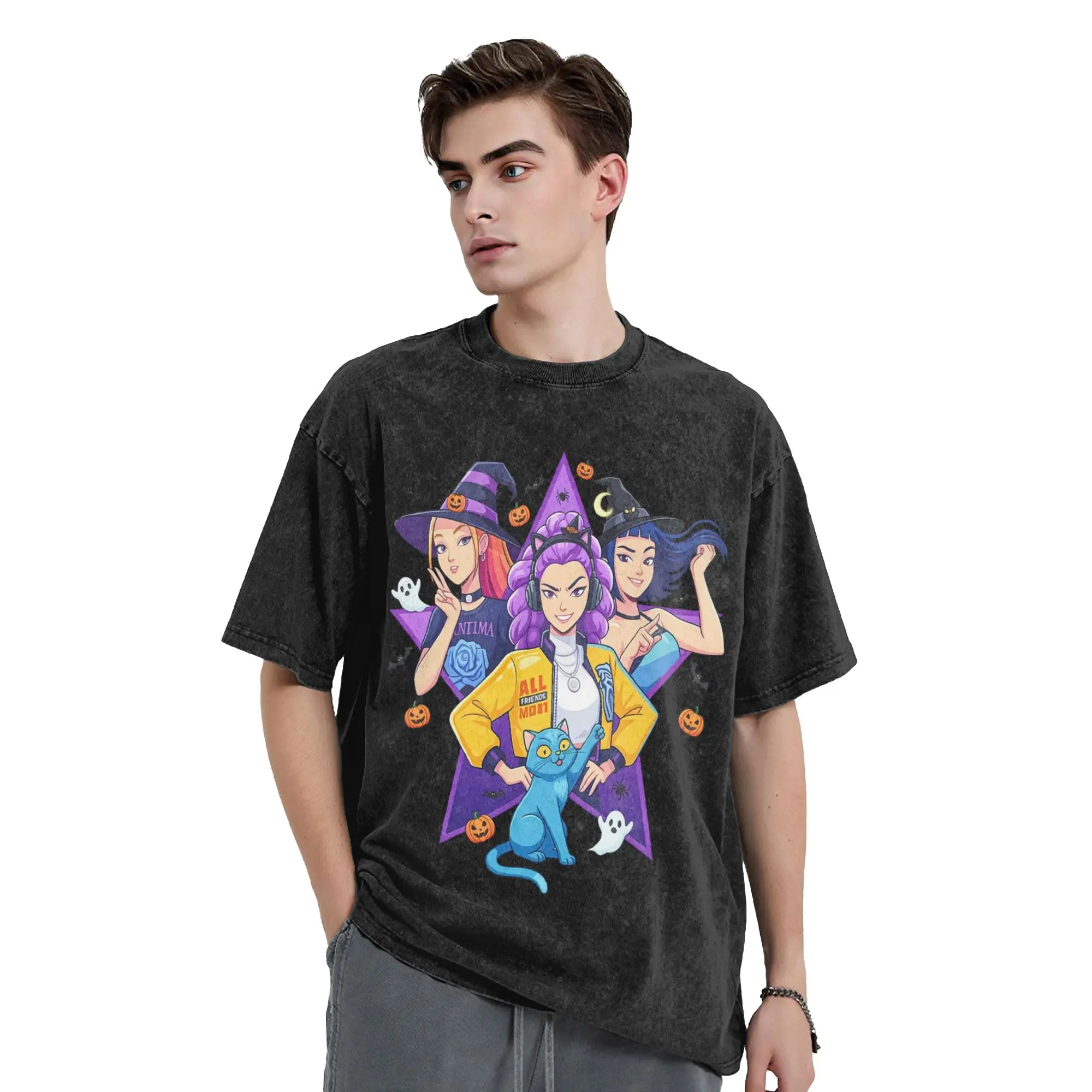 الرجال هالوين Kpop شيطان الصيادين ساجا الفتيات والنمر تي شيرت الصيف Y2K متعة تي شيرتات قصيرة الاكمام س الرقبة الترفيه نمط التي شيرت