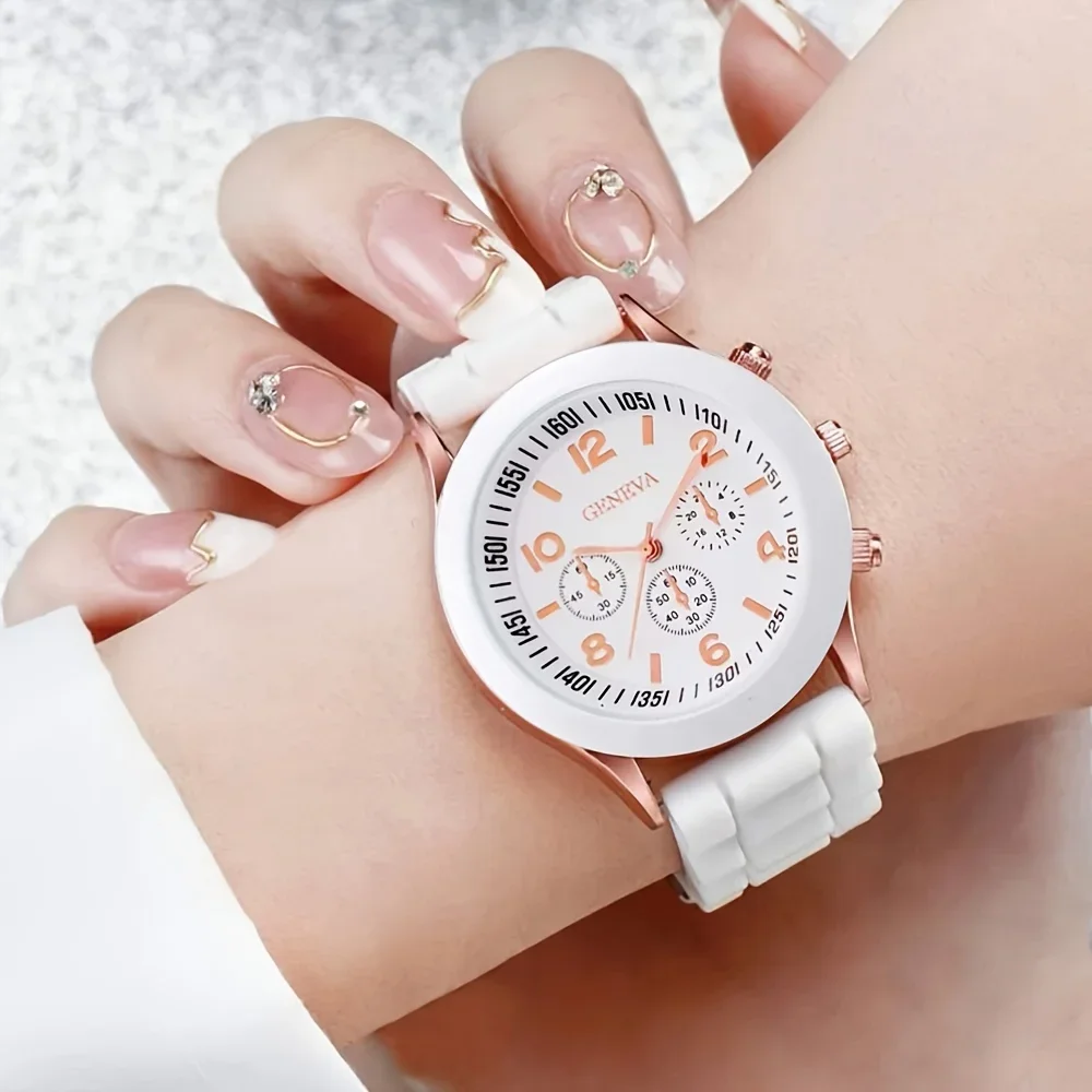 Conjunto de reloj de lujo para mujer, 2 uds., elegante reloj de pulsera de aleación de lujo a la moda, correa de silicona, reloj para pareja, regalos de vacaciones de cuarzo para hombre