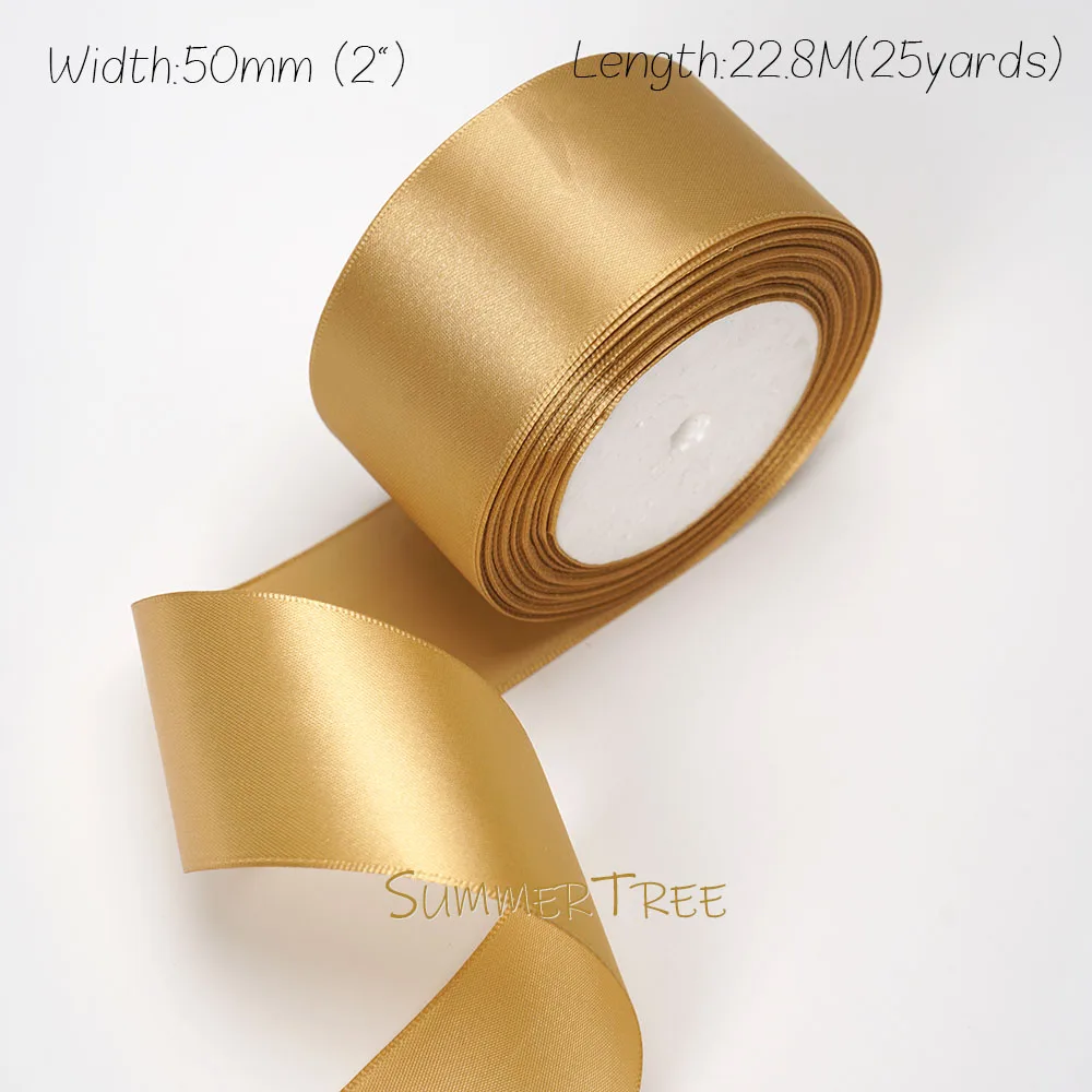 Goldfarbenes Satinband, 25 Yards, 22,8 Meter, 6 mm, 10 mm, 15 mm, 25 mm, 38 mm, 50 mm, für handgefertigte DIY-Geschenkverpackungen, Party, Halloween-Dekoration – Detail 9
