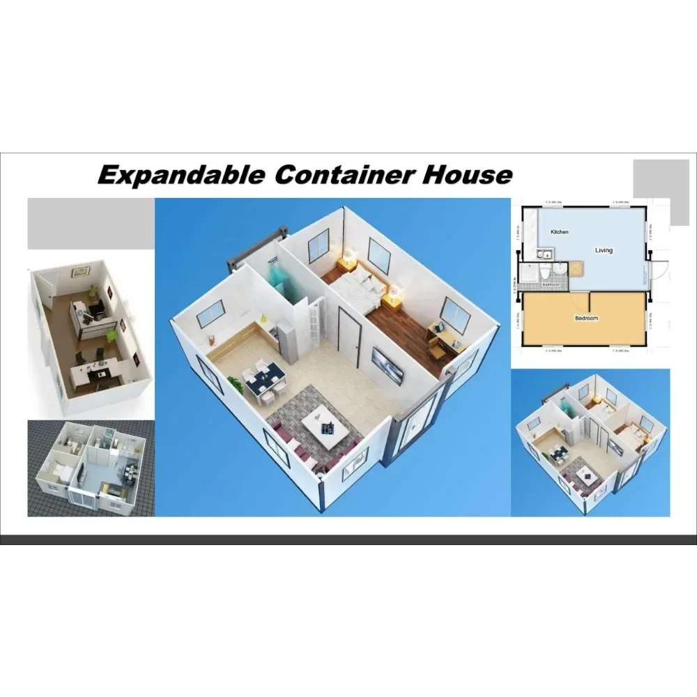 Prefab Container House 2 Bedroom Expandable Living Unit Modern Folding Flat Pack Ready Home Design Mobile Houses