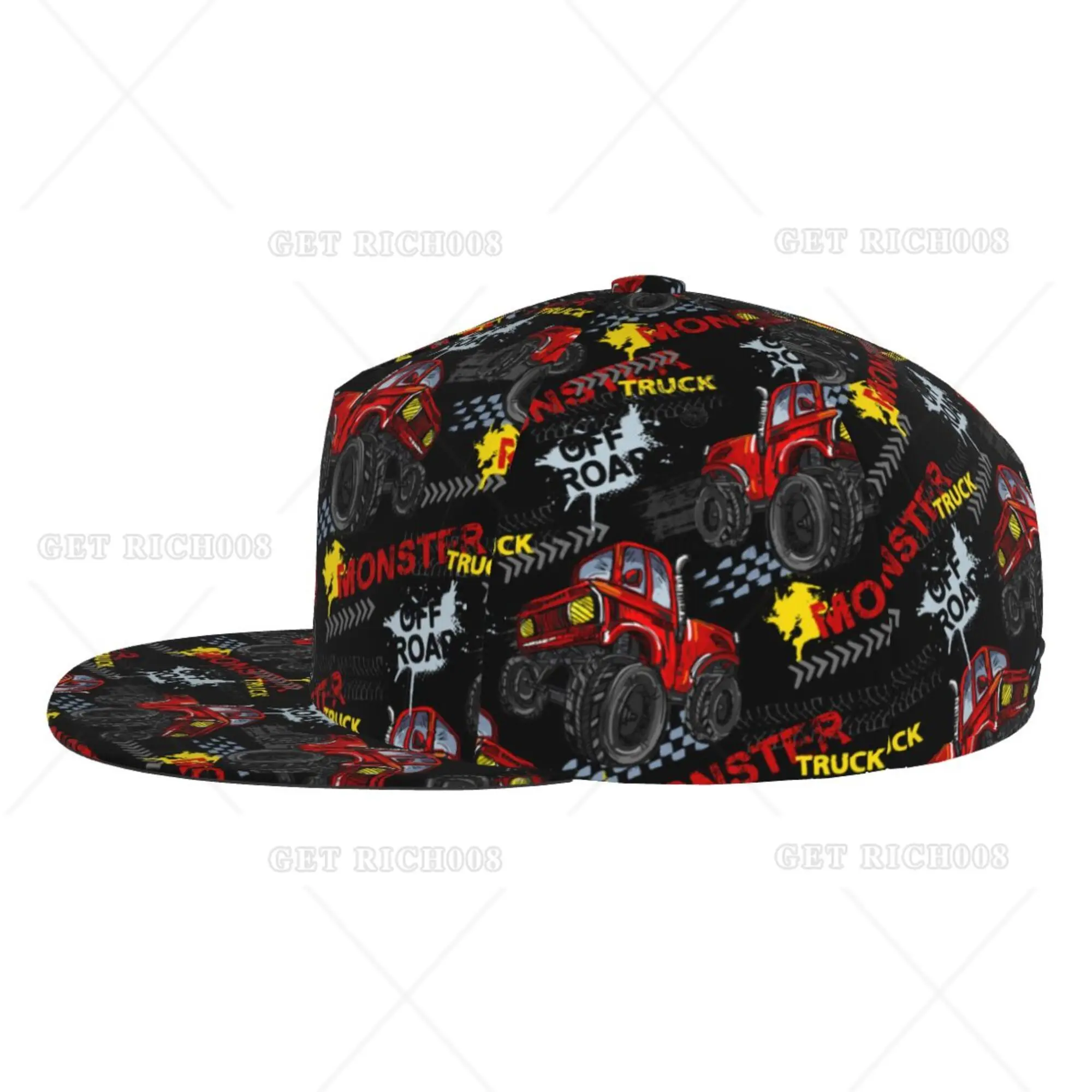 Monster Truck Classic Snapback Hat Hip Hop Flat Bill Visor Cap Unisex Adult Teens Adjustable Baseball Hats Hip Hop One Size