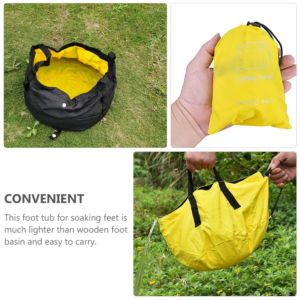 

1pc Folding Basin Portable Travel Foot Soak Tub For Camping Outdoor Large Capacity Foldable Water Basin Yellow