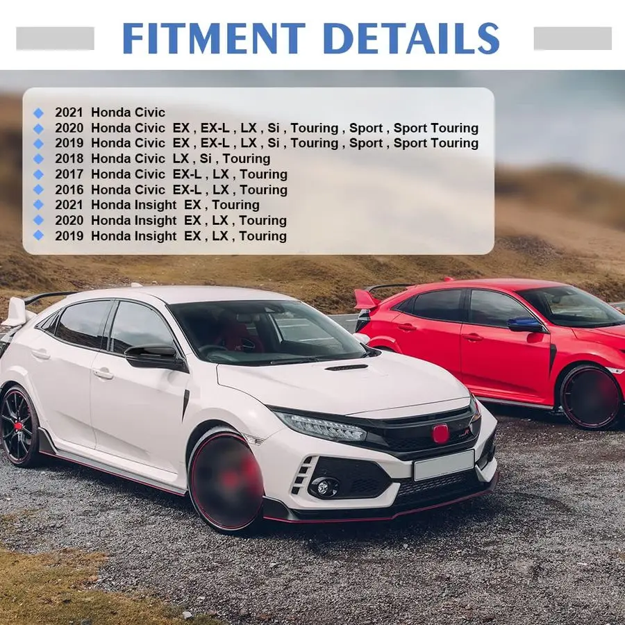 Pair Glossy Black Side Mirror Cover Cap Housing Compatible with Honda Civic 20162019 2020 2021 Honda Insight 20192021, Direct Re